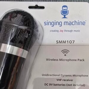 Karioke Singing Machine SMM107 Wireless Microphone Pack VHF Receiver‎ Black  NEW